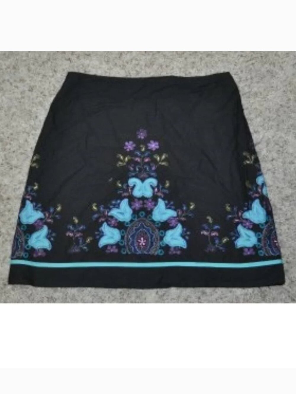 Wrapper Skirt 11 Black Blue Floral Embroidered Zip Back Lightweight Teen Girls